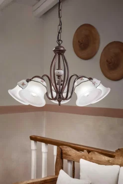Pendelleuchte Metall Keramik E14 5-flammig Landhausstil