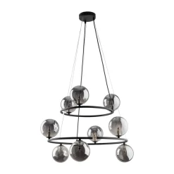 Pendelleuchte Metall Rauchglas G9 Schwarz Graphit 2 Ringe