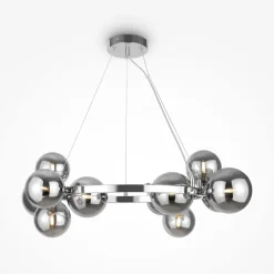 Pendelleuchte Metall Rauchglas G9 B: 67 cm Kugelschirm