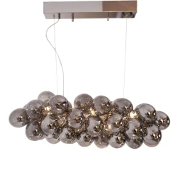 Pendelleuchte Metall Rauchglas L: 80 cm H: max. 120 cm 8x G9