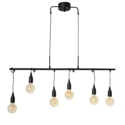 Pendelleuchte Metall Schwarz 110 cm lang für 6x E27