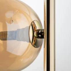 Pendelleuchte Rauchglas Metall B: 23cm in Gold Bernstein MIEKE