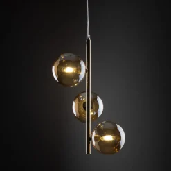 Pendelleuchte Rauchglas Metall B: 23cm in Gold Bernstein MIEKE