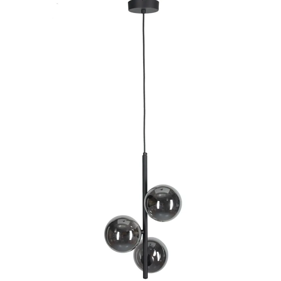 Pendelleuchte Rauchglas Metall B: 23 cm Kugelschirme