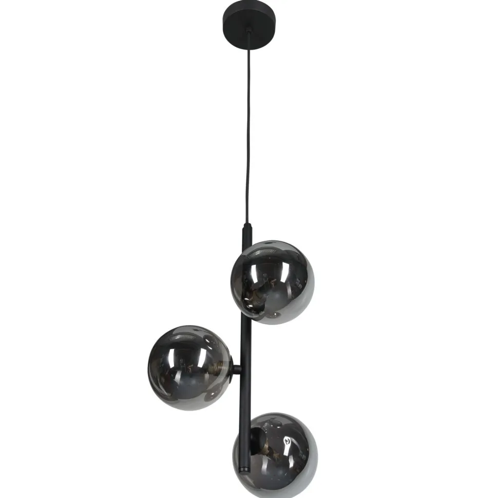 Pendelleuchte Rauchglas Metall B: 23 cm Kugelschirme