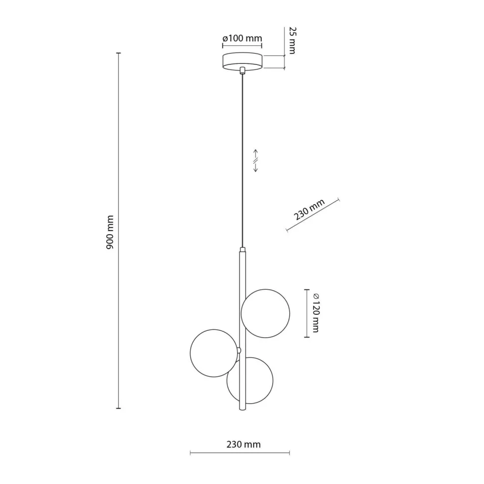 Pendelleuchte Rauchglas Metall B: 23 cm Kugelschirme