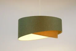 Pendelleuchte rund Ø 40 cm E27 Grün Beige Stoff Modern