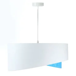 Pendelleuchte rund Ø 50 cm E27 Weiß Blau Stoff Velours Optik