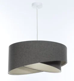 Pendelleuchte rund Ø 50 cm E27 Grau Stoff Modern verstellbar