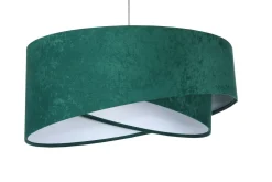 Pendelleuchte rund Ø 50 cm E27 Stoff Velours Optik Grün Weiß