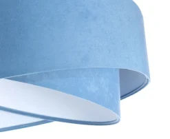 Pendelleuchte rund Ø 50 cm Weiß Blau Stoff Velours Optik E27