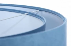 Pendelleuchte rund Ø 50 cm Weiß Blau Stoff Velours Optik E27