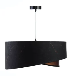 Pendelleuchte rund Stoff D: 50 cm E27 in Schwarz Kupfer