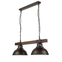 Pendelleuchte rustikal 2-flmg HAKON Braun Echtholz