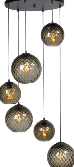 Pendelleuchte Schwarz Glas Metall verstellbar bis 3,5 m