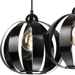 Pendelleuchte Schwarz Metall 3-flammig E27 verstellbar