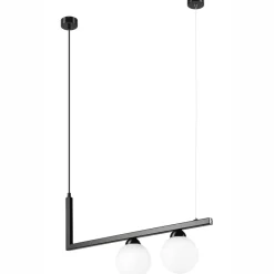 Pendelleuchte Schwarz Weiß länglich Glas Metall 2x G9