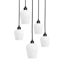 Pendelleuchte Schwarz Weiß Ø 45 cm Messing Eisen Glas 5x E27