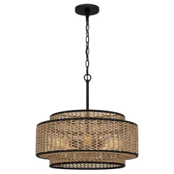 Pendelleuchte Seil Metall D: 50,8 cm H: max. 233,3 cm Boho