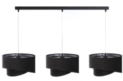 Pendelleuchte Stoff 3-flammig E27 Schwarz Silber verstellbar
