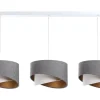 Pendelleuchte Stoff 3-flammig in Weiß Grau Gold E27 B: 87 cm