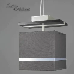 Pendelleuchte Stoffschirm Braun Chrom E27