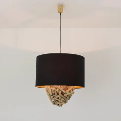Pendelleuchte Treibholz Stoff Handarbeit Unikat PATTANI