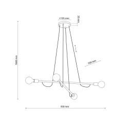 Pendelleuchte verstellbar Holz Metall L: 93 cm 4x E27