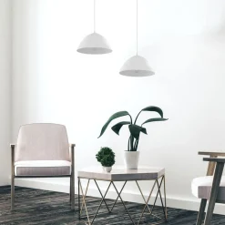 Pendelleuchte Weiß Metall Ø 33,5 cm Modern schlicht