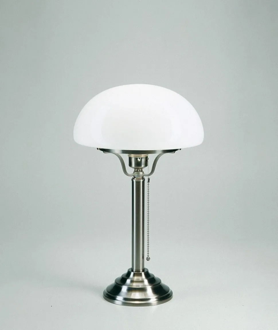 Pilzleuchte Messing Glas blendarm E27 43 cm in Nickel