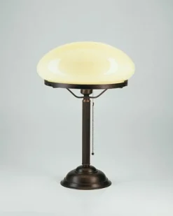 Pilzleuchte Messing Glas blendarm E27 43 cm Zugschalter