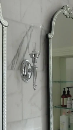 Premium Messing Lampe Badezimmer IP44 LED in Chrom RAZZO