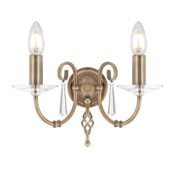 Premium Wandlampe in Messing antik mit Kristall