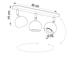 Retro Deckenstrahler Weiß 3x GU10 B:45cm Deckenlampe