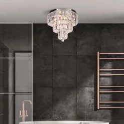 Runde Deckenlampe IP44 Glas Metall Ø50 cm in Chrom