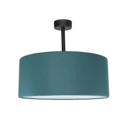 Runde Deckenlampe Stoffschirm in Petrol E27 Ø40 cm