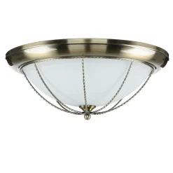 Runde Deckenleuchte E27 SUDAN mit Glasschirm Messing Optik