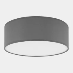 Runde Deckenleuchte Grau Stoff Ø 45 cm Wohnzimmer