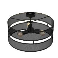 Runde Deckenleuchte Metall Schwarz E27 Ø55 cm Industrie