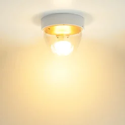 Runde Deckenleuchte Weiß Gold klein Ø18cm IP44 Modern