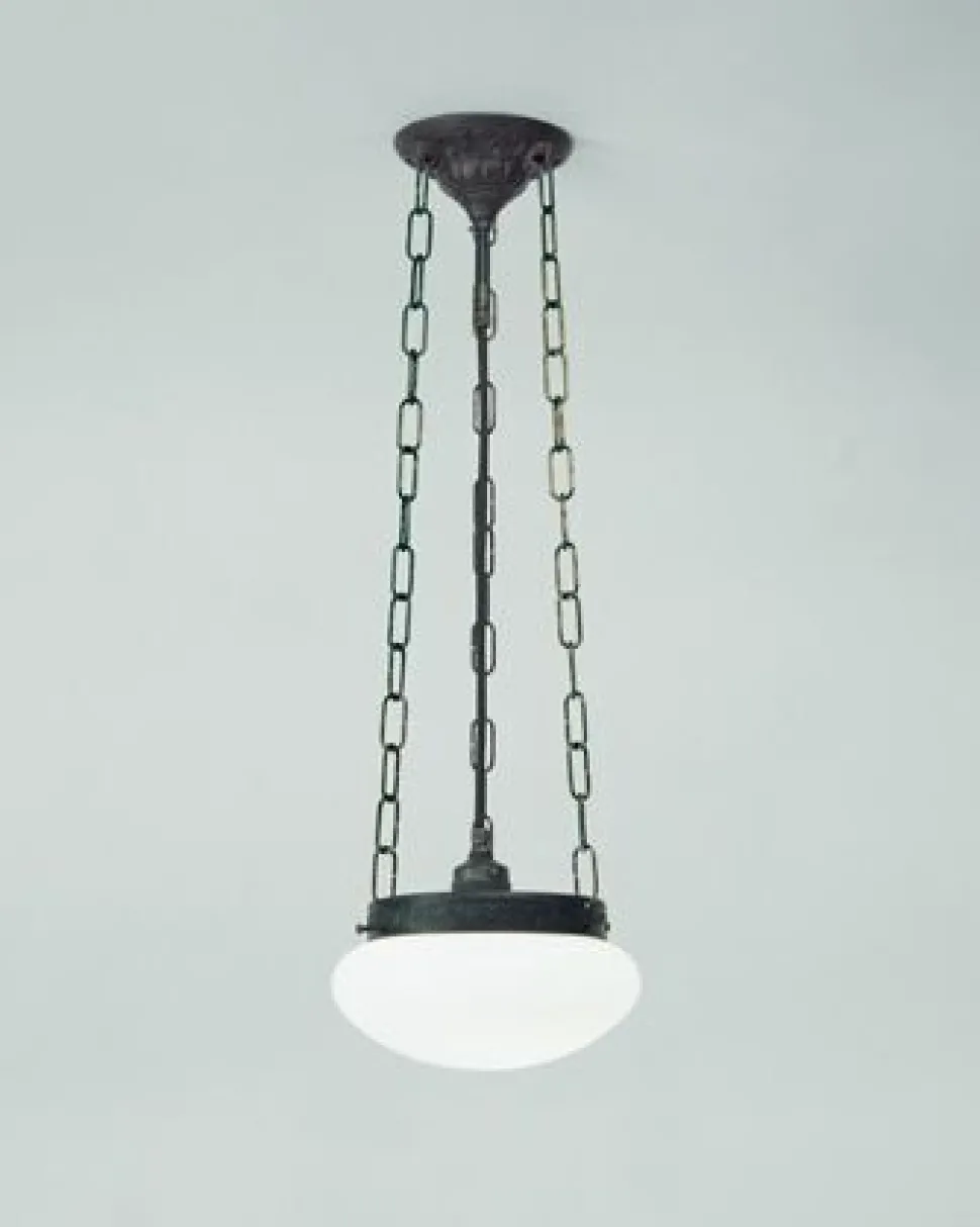 Runde Hängelampe Antik Messing Glas E27 Ø20 cm blendarm