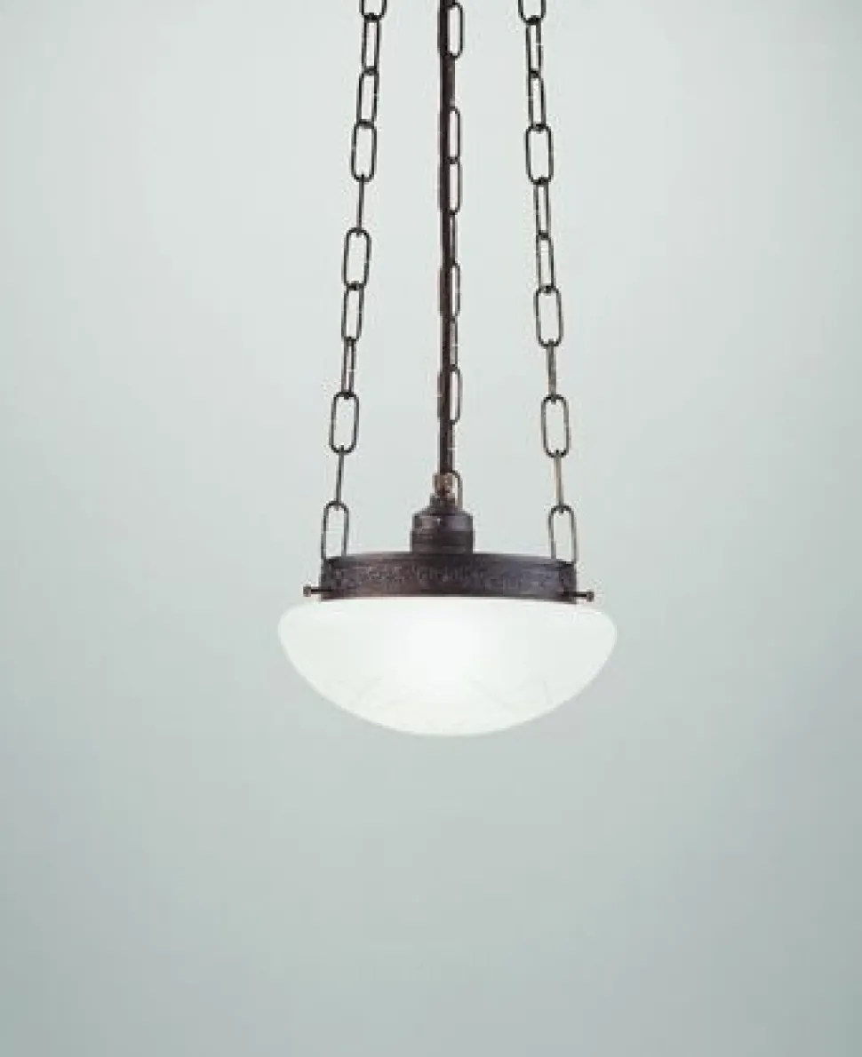 Runde Hängelampe Antik Messing Glas E27 Ø20 cm wohnlich