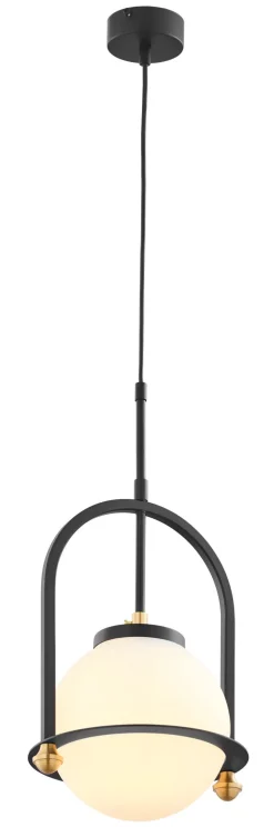 Runde Hängelampe Metall Glas E27 Ø23 cm in Schwarz