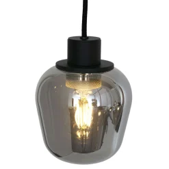 Runde Hängelampe Schwarz Rauchgrau Glas Metall 145 cm