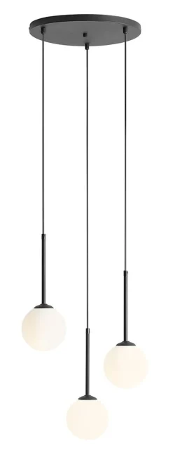 Runde Hängelampe Schwarz Weiß 3-flammig E14 Ø44 cm