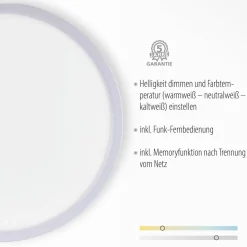 Runde LED Deckenlampe dimmbar Ø40 cm 20 W Fernbedienung