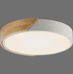 Runde LED Deckenlampe Holz Ø32 cm Weiß Natur 2520 lm