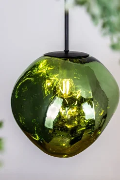 Runde Pendelleuchte Glasschirm in Grün Ø28 cm stylisch