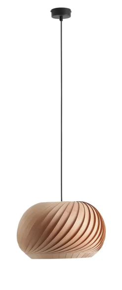 Runde Pendelleuchte Holz in Natur E27 Ø38 cm dekorativ