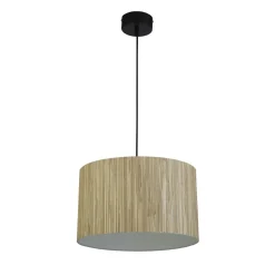 Runde Pendelleuchte Holz Metall E27 B:35 cm natürlich